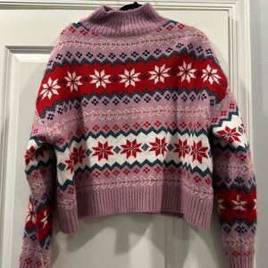 Pink fuzzy holiday sweater, size L